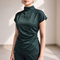 Juliet Teal Satin Co-ord Set thumbnail 3