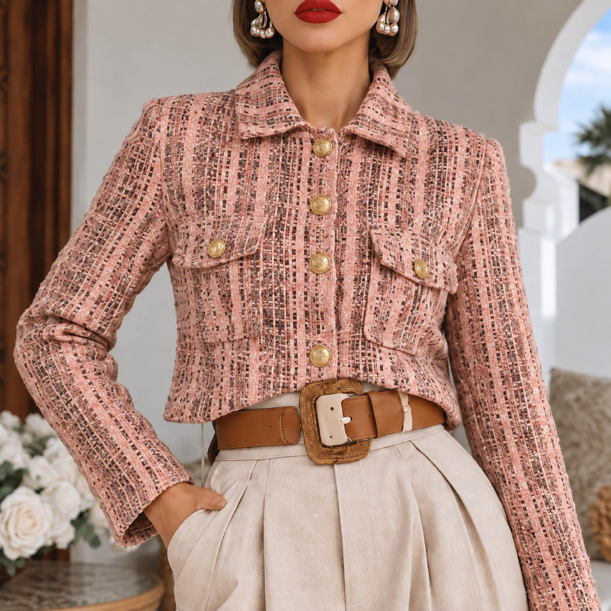 Coco Dusty Pink Tweed Jacket